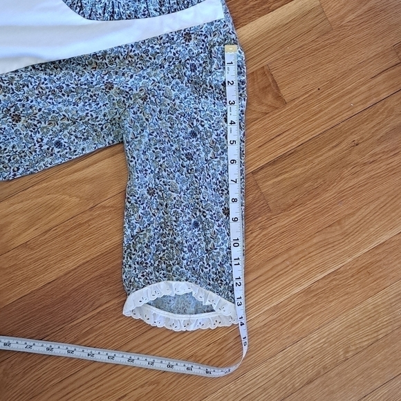 Vintage Women's S Prairie Swing Dress Handmade Blue White Ditzy Floral Cottage - Picture 13 of 13